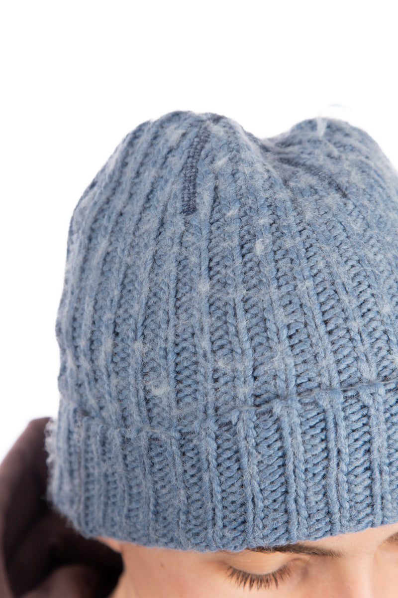Knit Blue Rib Beanie