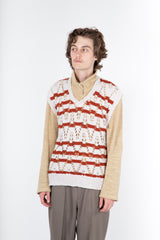 Knitted Vest Zig Zag Stripe