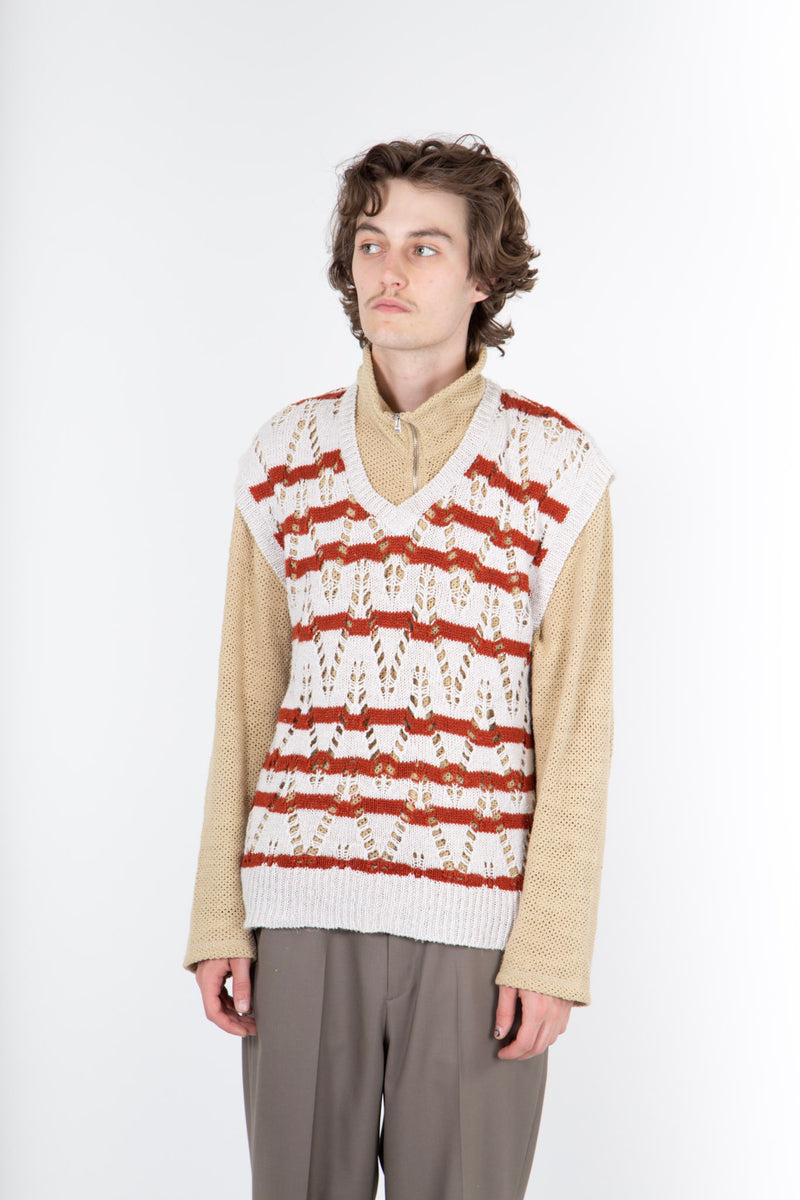 Knitted Vest Zig Zag Stripe