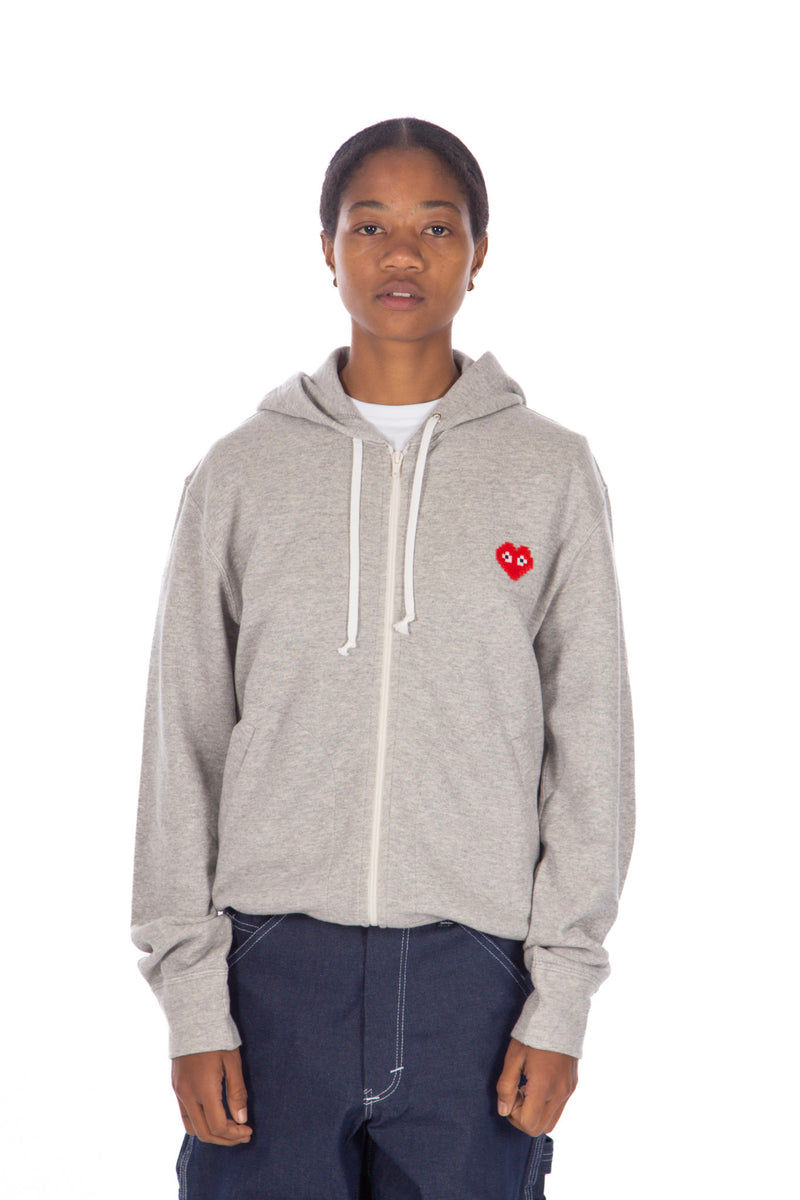 Invader Zip- Up Hoodie Grey