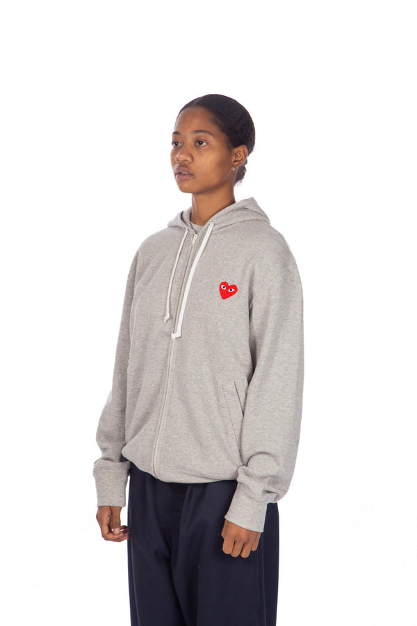 Heart Logo Zip Hoodie Grey