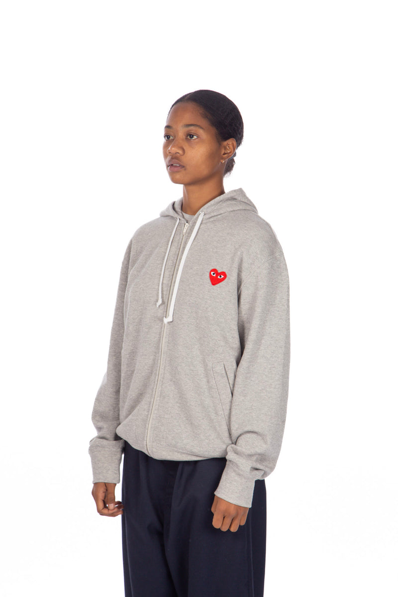 Heart Logo Zip Hoodie Grey