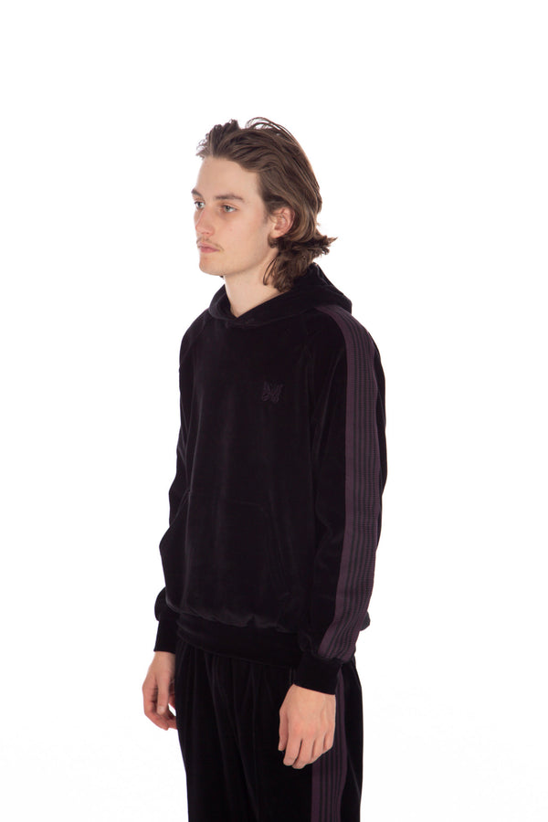 Track Hoodie Velour Black/Purple