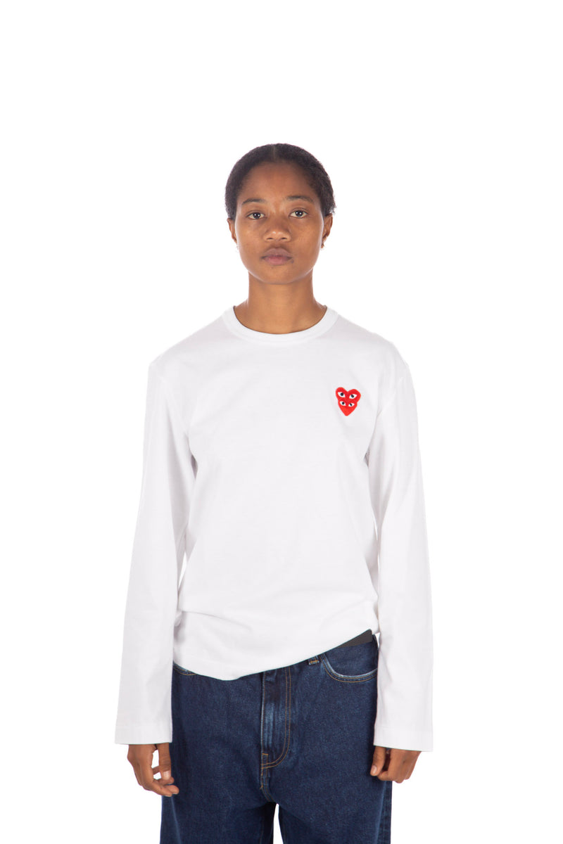 Stacked Double Heart L/S White