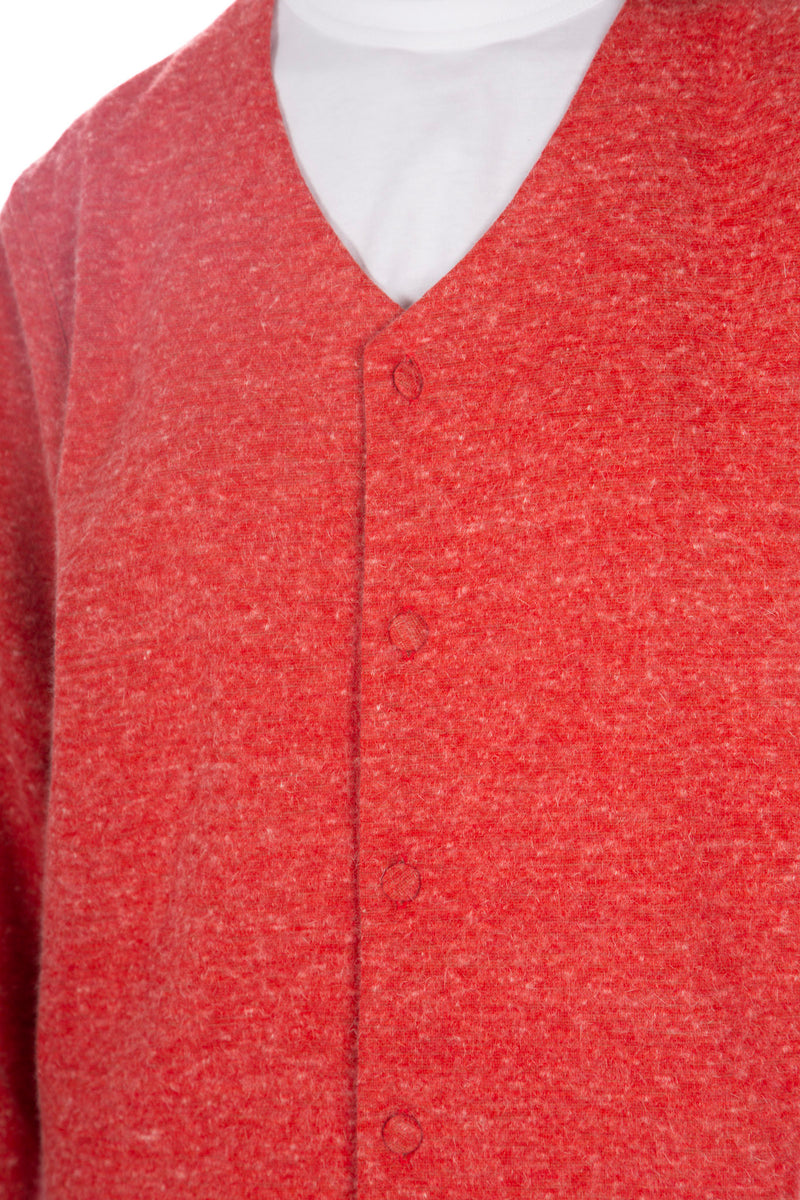 Angora/Wool Blend Cardigan Hyper Crimson Raspberry