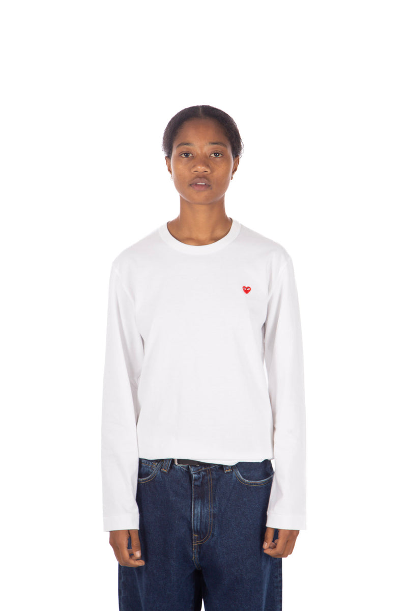 White / Red Little Heart Longsleeve