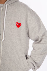 Heart Logo Zip Hoodie Grey