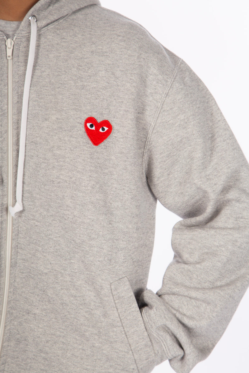 Heart Logo Zip Hoodie Grey